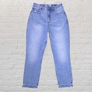 Abercrombie & Fitch Curve Love Mom Jeans High Rise Size 26/2 R Ankle Raw Hem NWT